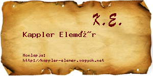 Kappler Elemér névjegykártya